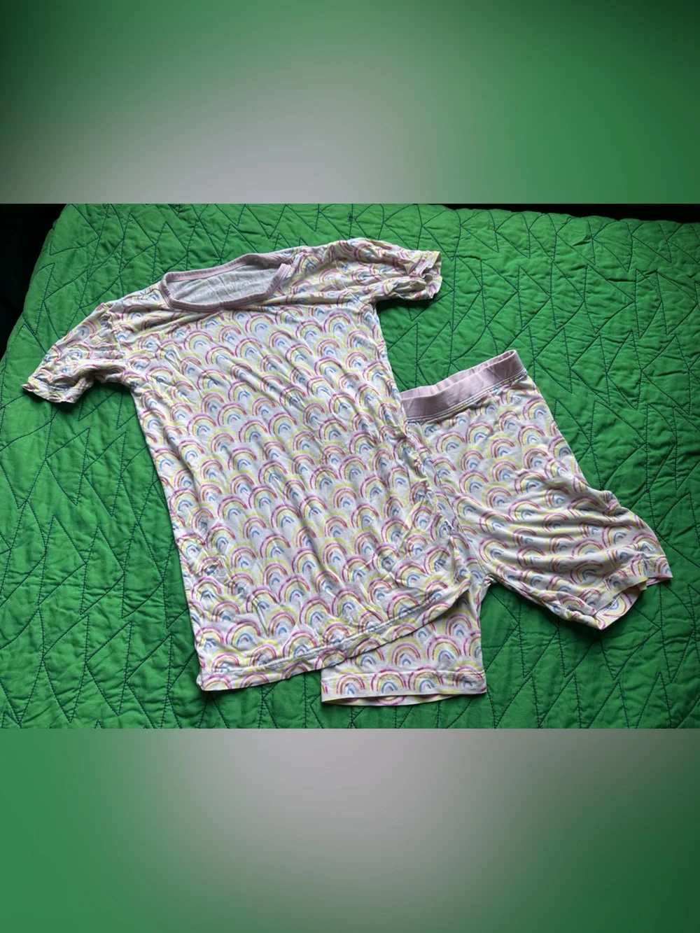 Little sleepies kids Pink Rainbow Print Short Sleeve Pajama Set